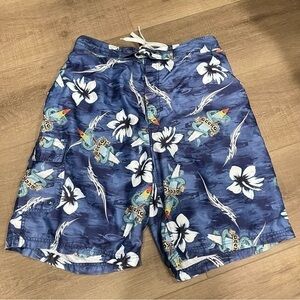 Vintage Gecko Dragon Floral Surf Board Hawaii Shorts‎ All Over Print Men Large